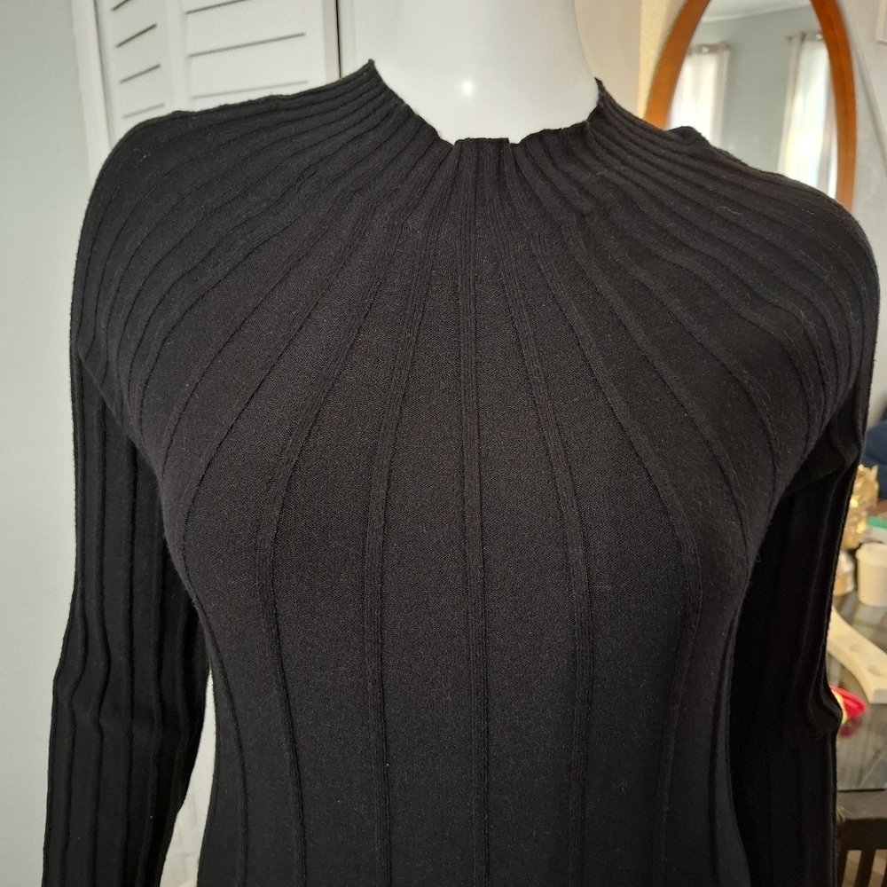 Lucky brand maxi dress Ribbed Monck Neck Long Sleeves Black Size LARGE - Picture 4 of 15